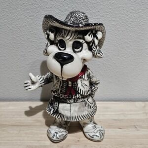 1971 Vintage Creative Manufacturing Cowgirl Western Dog Decorative Bank 9"